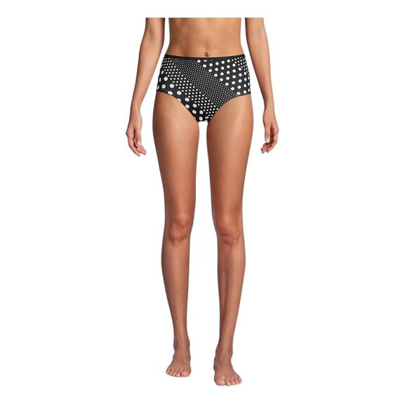 Lands’ End Reversible High-Waisted Bikini Bottom Black Polka Dot Size 12 NWT - Picture 8 of 9